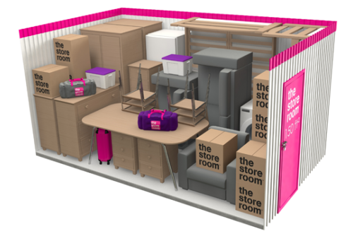 Image of a self storage room showing internal stacking of items